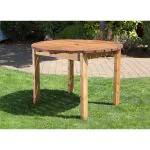 Small round wooden garden dining table