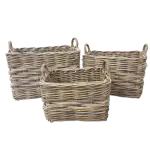 Rectangle Baskets with Ear Handles 2 x 2 Weave - Medium