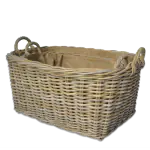 Oval Top & Square Bottom Baskets with Ear Handles and Hessian Liner - Large