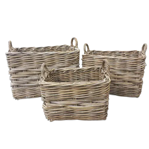 Rectangle Baskets with Ear Handles 2 x 2 Weave - Medium